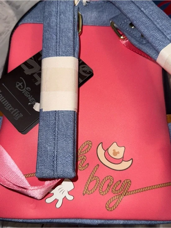 Loungefly Disney Cowboy Western Mickey Mouse Cosplay Backpack Cowboy Denim NWT - Picture 3 of 6